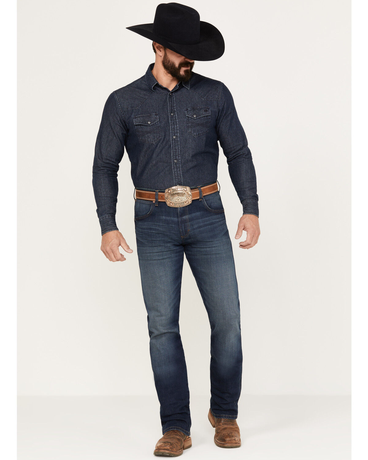 Image #1 - Wrangler Retro Men's 88MWZ Stone Dark Wash Slim Straight Stretch Denim Jeans - Long, , hi-res