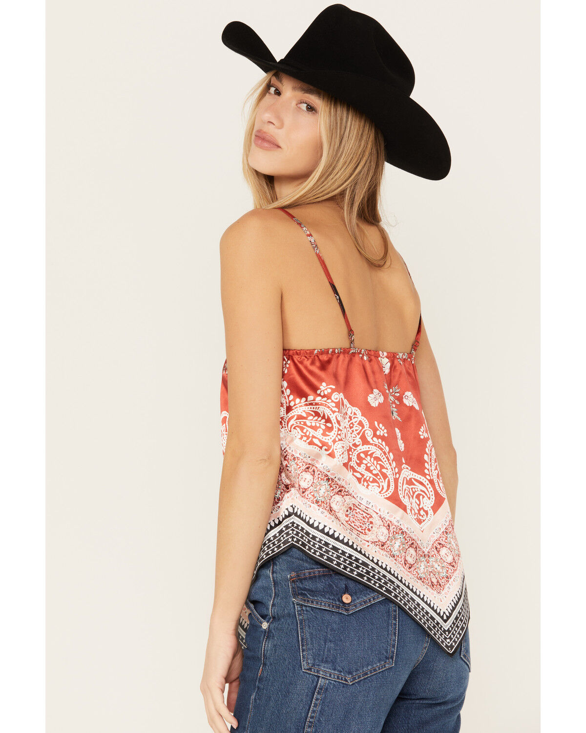 Image #4 - Beyond The Radar Women's Print Handkerchief Hem Cami, , hi-res
