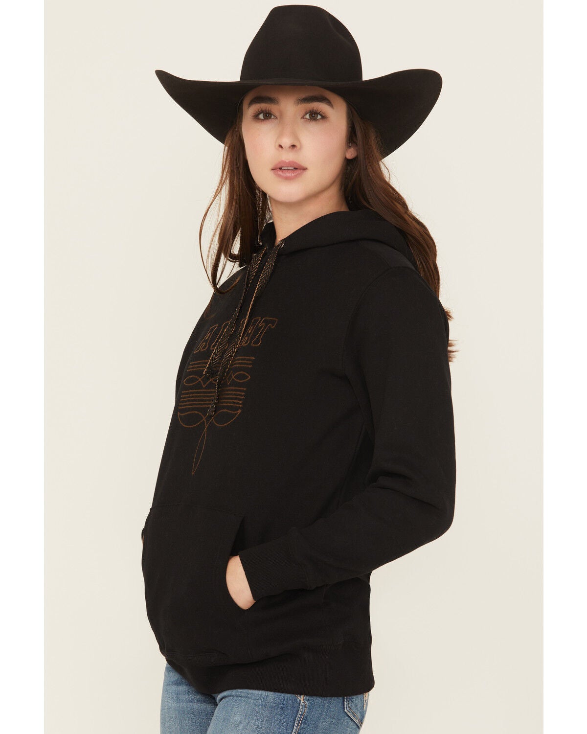 Image #2 - Ariat Women's Logo Bootstitch Hoodie, Black, hi-res
