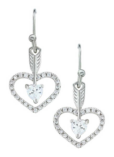 Image #1 - Montana Silversmiths Women's Straight to the Heart Arrow Earrings , Silver, hi-res