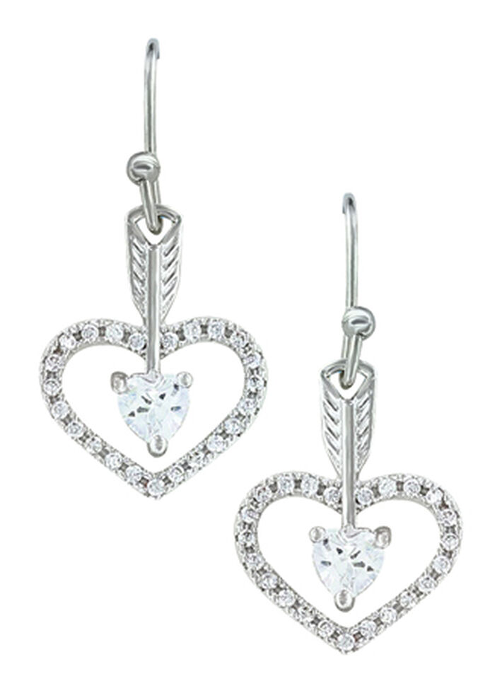 Montana Silversmiths Women's Straight to the Heart Arrow Earrings , Silver, hi-res