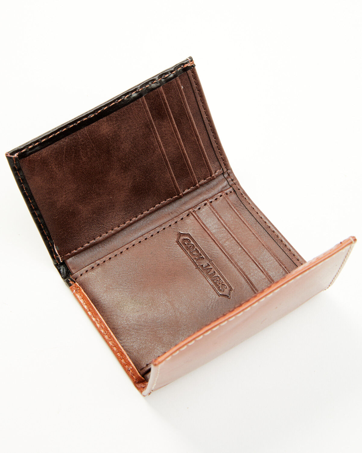 Image #3 - Cody James Men's Embossed Hairon Trifold Wallet, Brown, hi-res