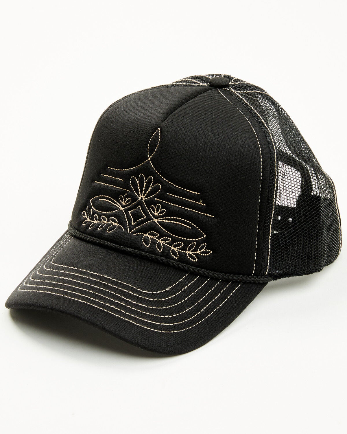 Shyanne Women's Boot Stitch Ball Cap, Black, hi-res