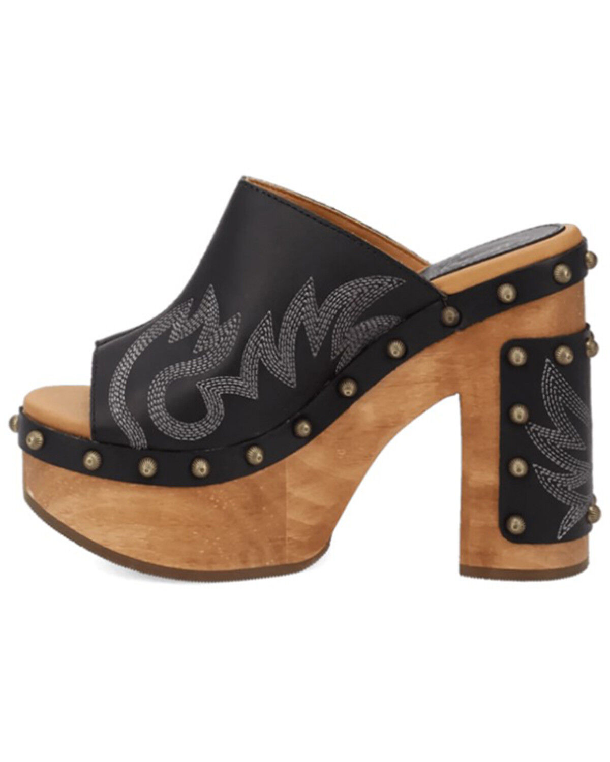 Image #3 - Dingo Women's Free Spirit Wooden Sandals, Black, hi-res