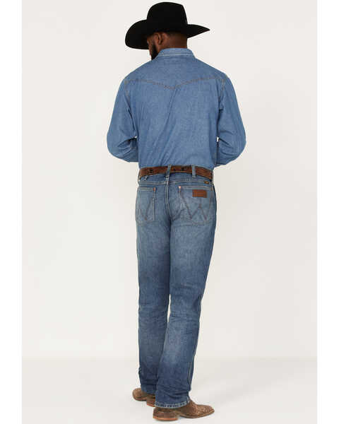 Image #3 - Wrangler Retro Men's Faded Indigo Medium Wash Stretch Slim Straight Premium Green Jeans, Medium Wash, hi-res