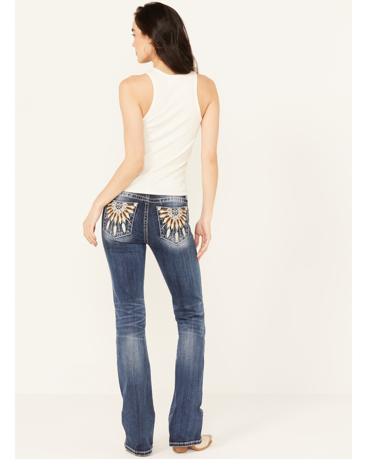 Image #1 - Miss Me Women's Dark Wash Mid Rise Stretch Bootcut Jeans, Dark Wash, hi-res