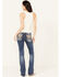 Image #1 - Miss Me Women's Dark Wash Mid Rise Stretch Bootcut Jeans, Dark Wash, hi-res