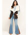 Cripple Creek Women's Pine Cone Faux Shearling Wrap Vest, Brown, hi-res