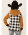 Image #4 - Ampersand Avenue Infant and Toddler's Buffalo Check 1/2 Zip Hooded Pullover, Camel, hi-res