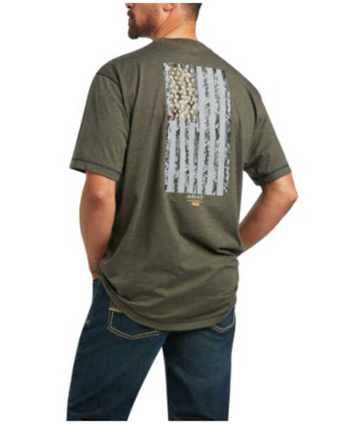 Image #2 - Ariat Men's Heather Sage Rebar Workman Reflective Flag Graphic Short Sleeve Work T-Shirt - Tall , Sage, hi-res