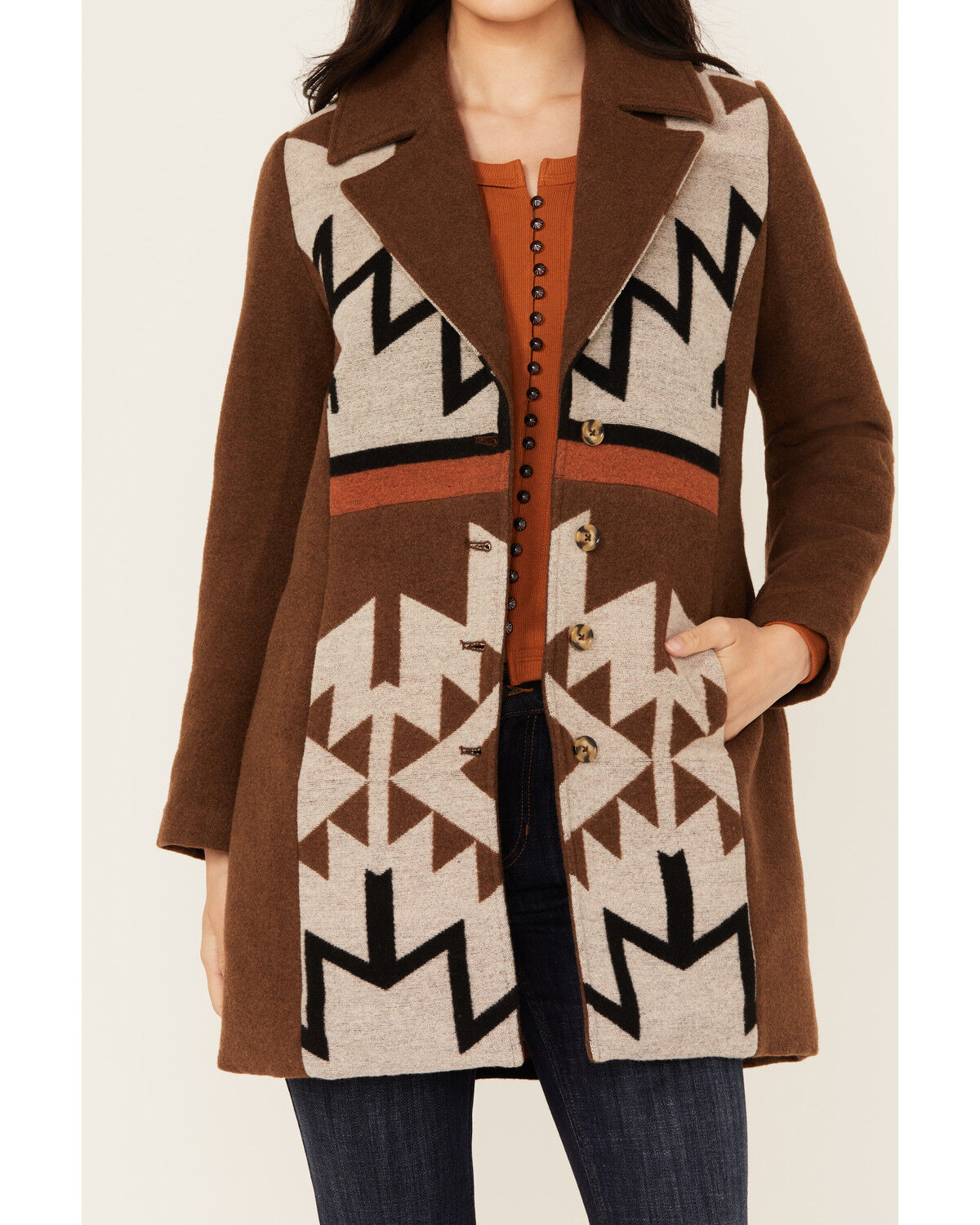 Image #4 - Idyllwind Women's Winton Southwestern Print Button-Down Coat, Caramel, hi-res