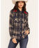 Image #1 - Rodeo Quincy X Boot Barn Women's Rose Western Plaid Print Long Sleeve Snap Flannel Shirt, Blue, hi-res