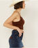 Image #2 - Fornia Women's Seamless Floral Bralette, Brown, hi-res