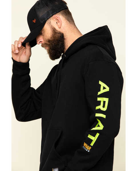 Image #4 - Ariat Men's Black/Lime Rebar Graphic Hooded Work Sweatshirt , Black, hi-res