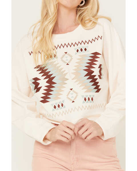 Image #3 - Ariat Women's Wild West Cropped Sweatshirt , Cream, hi-res