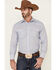 Image #1 - Roper Men's Classic Striped Long Sleeve Pearl Snap Western Shirt , Blue, hi-res