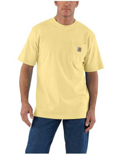 Carhartt Men's Loose Fit Heavyweight Logo Pocket Work T-Shirt, Yellow, hi-res