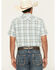Image #4 - Ariat Men's Hinkle Retro Fit Plaid Print Short Sleeve Snap Western Shirt, Aqua, hi-res