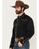 Image #2 - Scully Men's Diamond Embroidered Long Sleeve Western Shirt, Black/white, hi-res