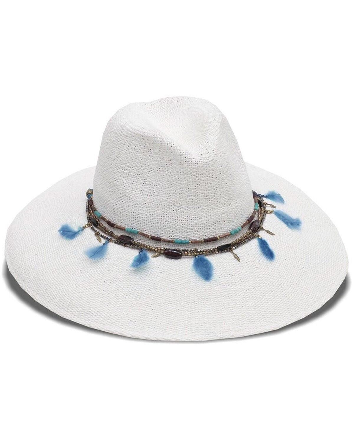 Nikki Beach Women's Dara Straw Western Fashion Hat, White, hi-res