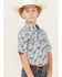 Image #2 - Cody James Boys' Paisley Print Short Sleeve Snap Western Shirt, Navy, hi-res