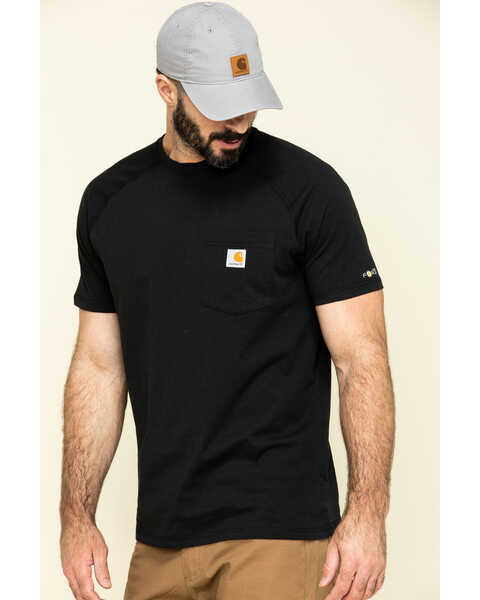 Carhartt Men's Force Cotton Short Sleeve Work T-Shirt , Black, hi-res