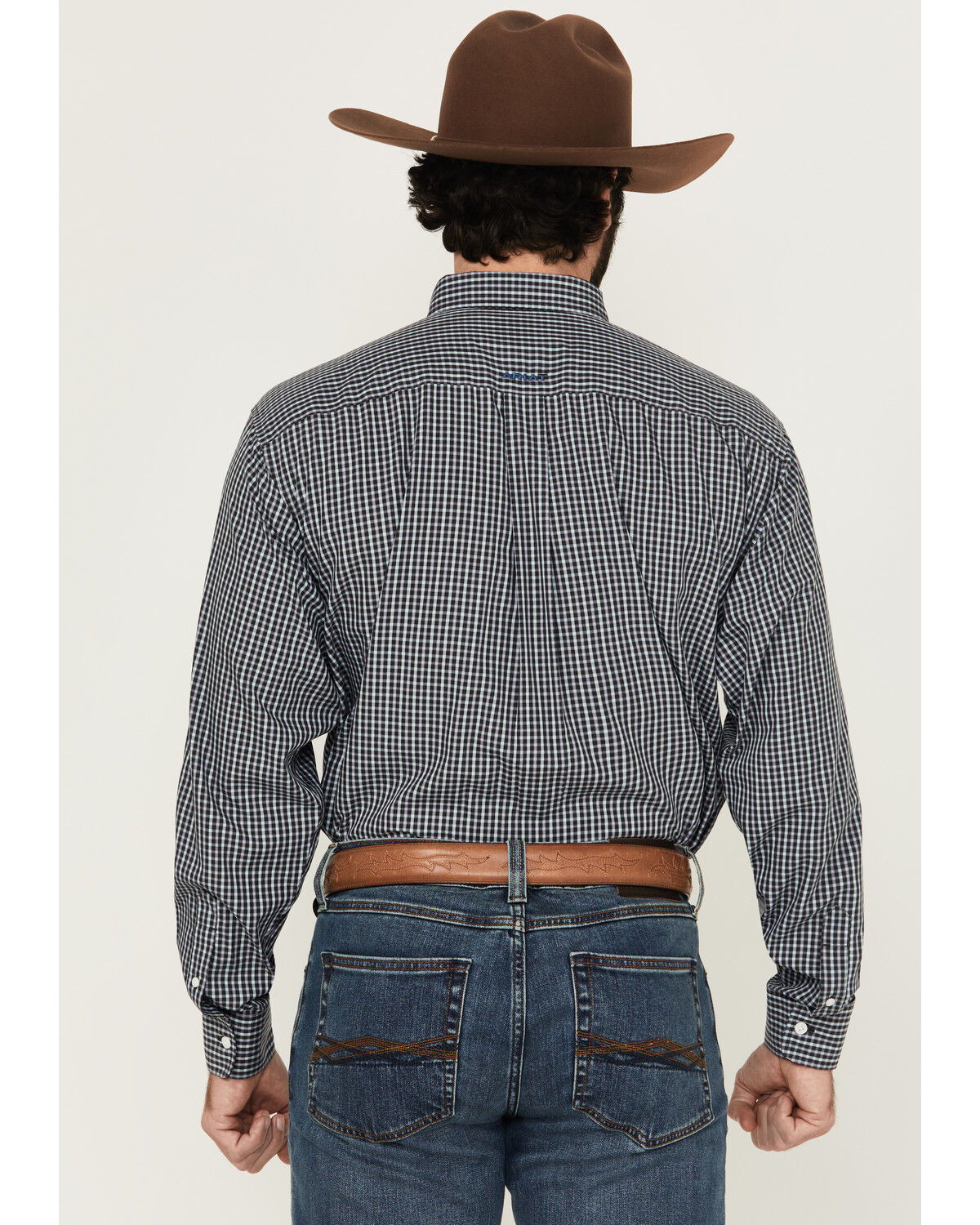 Image #4 - Ariat Men's Wrinkle Free Luther Checkered Print Long Sleeve Button-Down Western Shirt, Black, hi-res