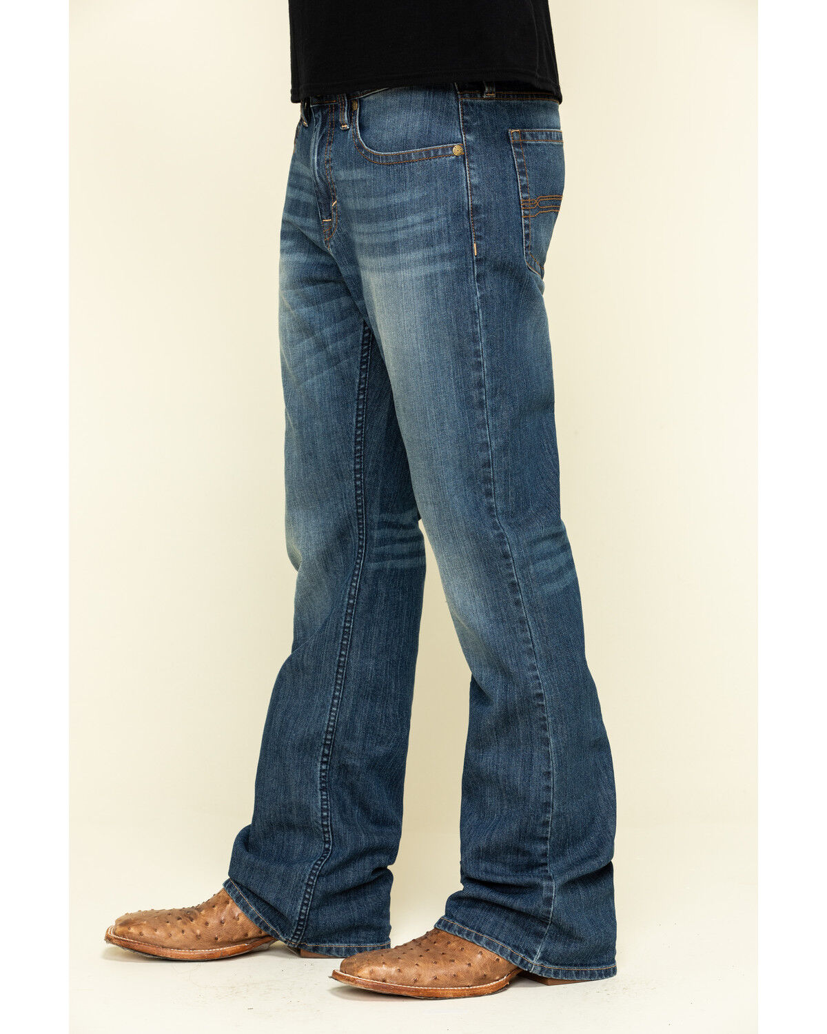 Image #3 - Cody James Men's Wolfstooth Medium Wash Relaxed Bootcut Stretch Denim Jeans, Blue, hi-res