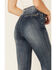 Image #3 - Flying Tomato Women's High Rise Dark Acid Wash Front Pintuck Flare Jeans, Indigo, hi-res