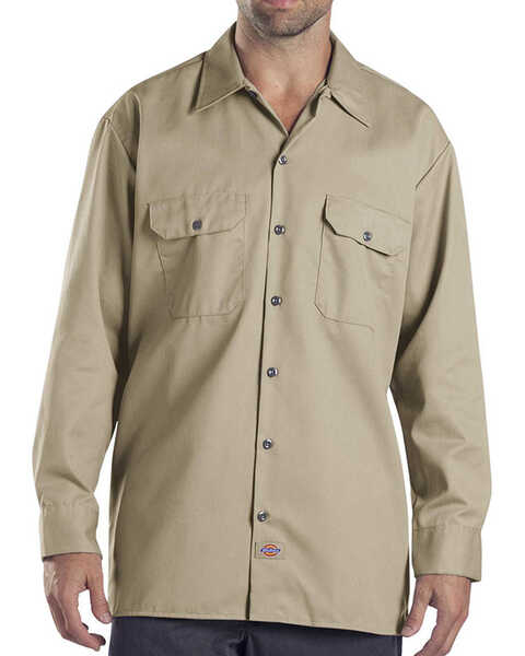 Image #2 - Dickies Twill Work Shirt - Big & Tall, Khaki, hi-res