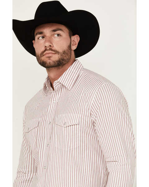 Image #2 - Wrangler Men's Striped Long Sleeve Pearl Snap Stretch Western Shirt , White, hi-res