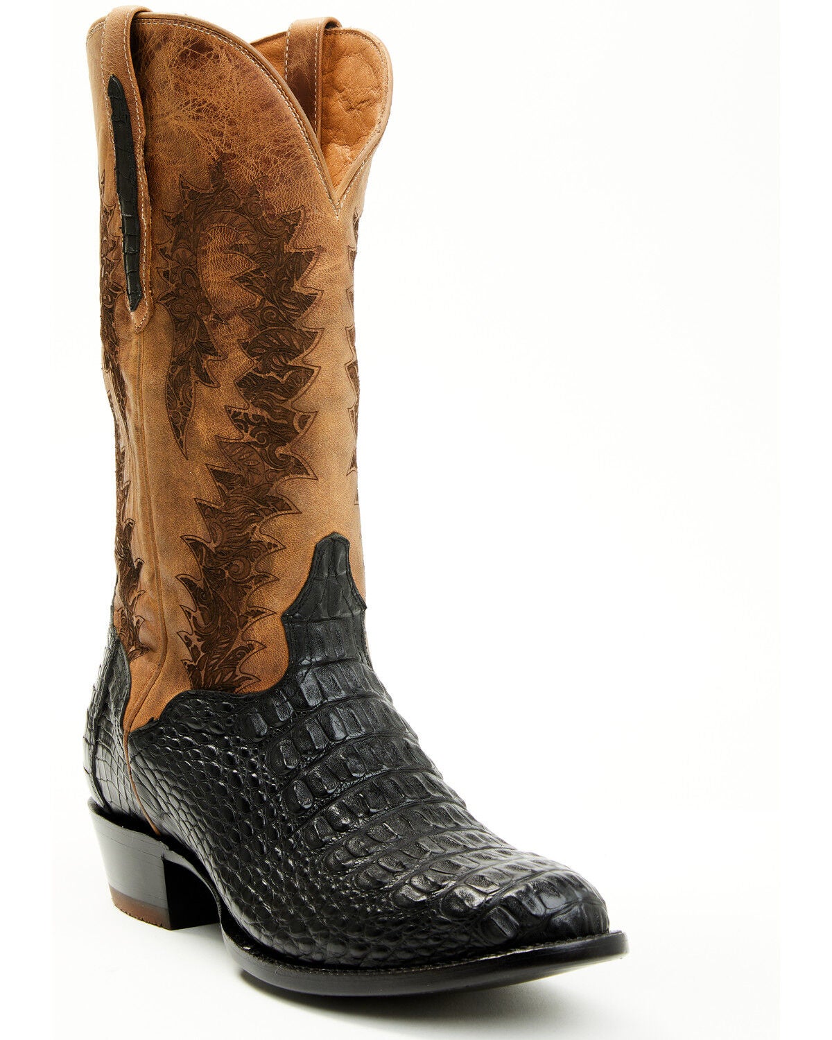 El Dorado Men's Exotic Alligator Western Boots - Round Toe, Black, hi-res