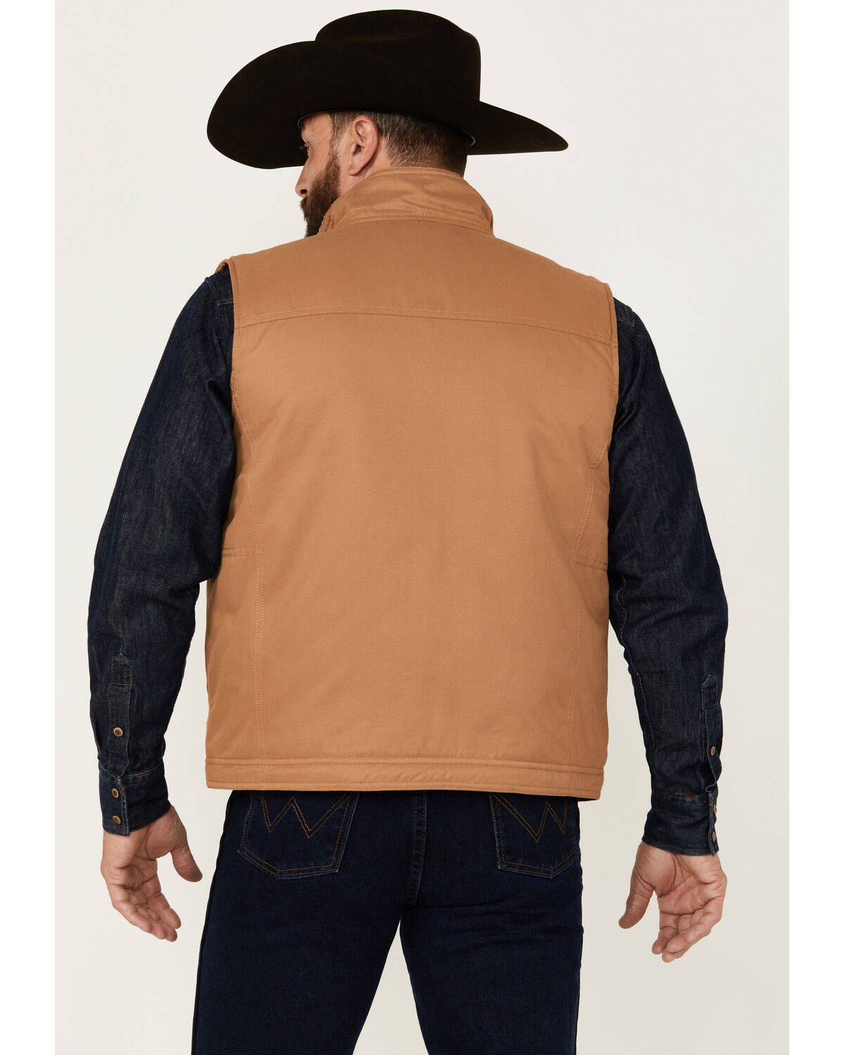 Image #4 - Cowboy Hardware Men's Embroidered Conceal Carry Softshell Vest, Tan, hi-res