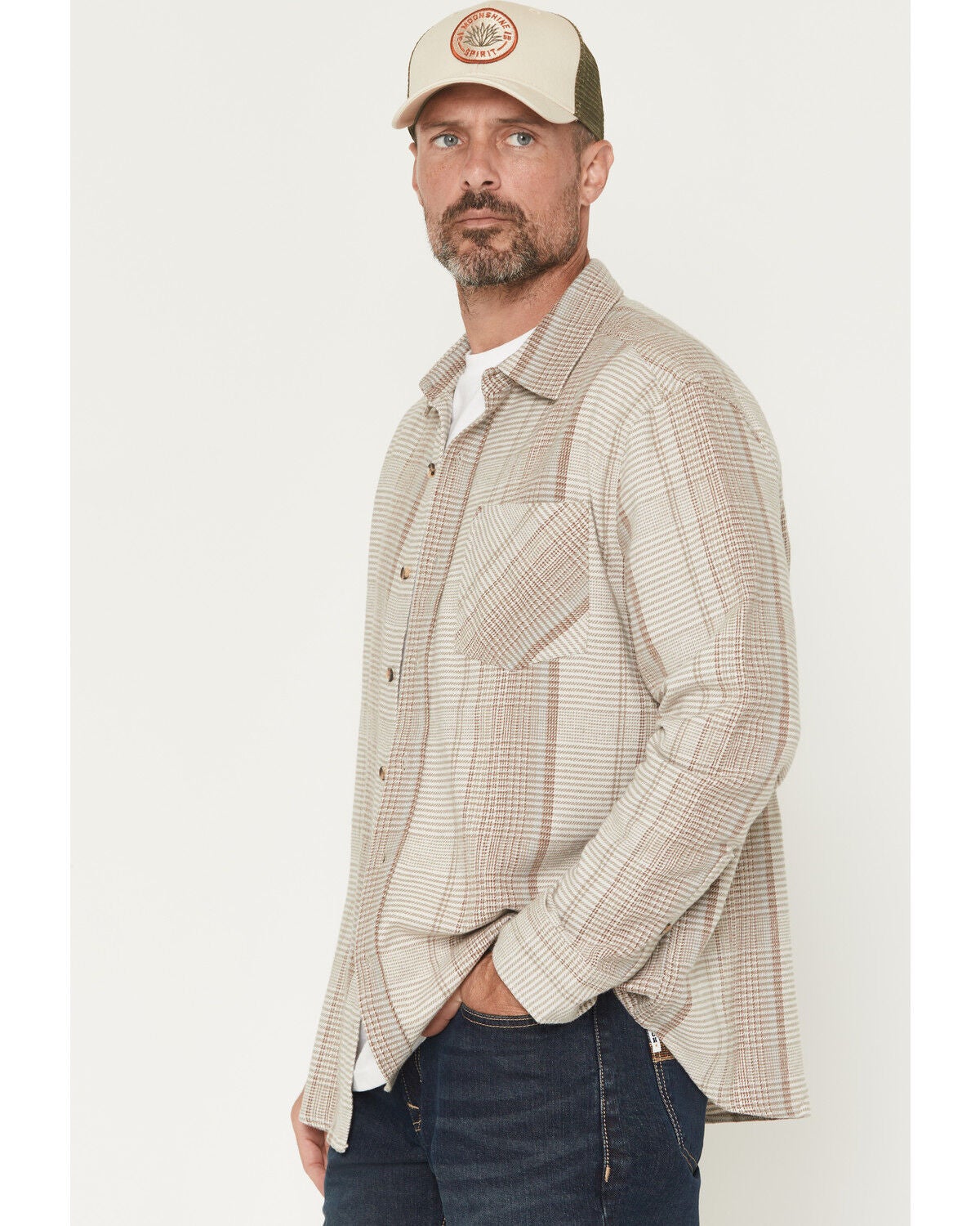 Image #2 - Dakota Grizzly Men's Dexter Plaid Print Long Sleeve Button-Down Flannel Shirt, Cream, hi-res