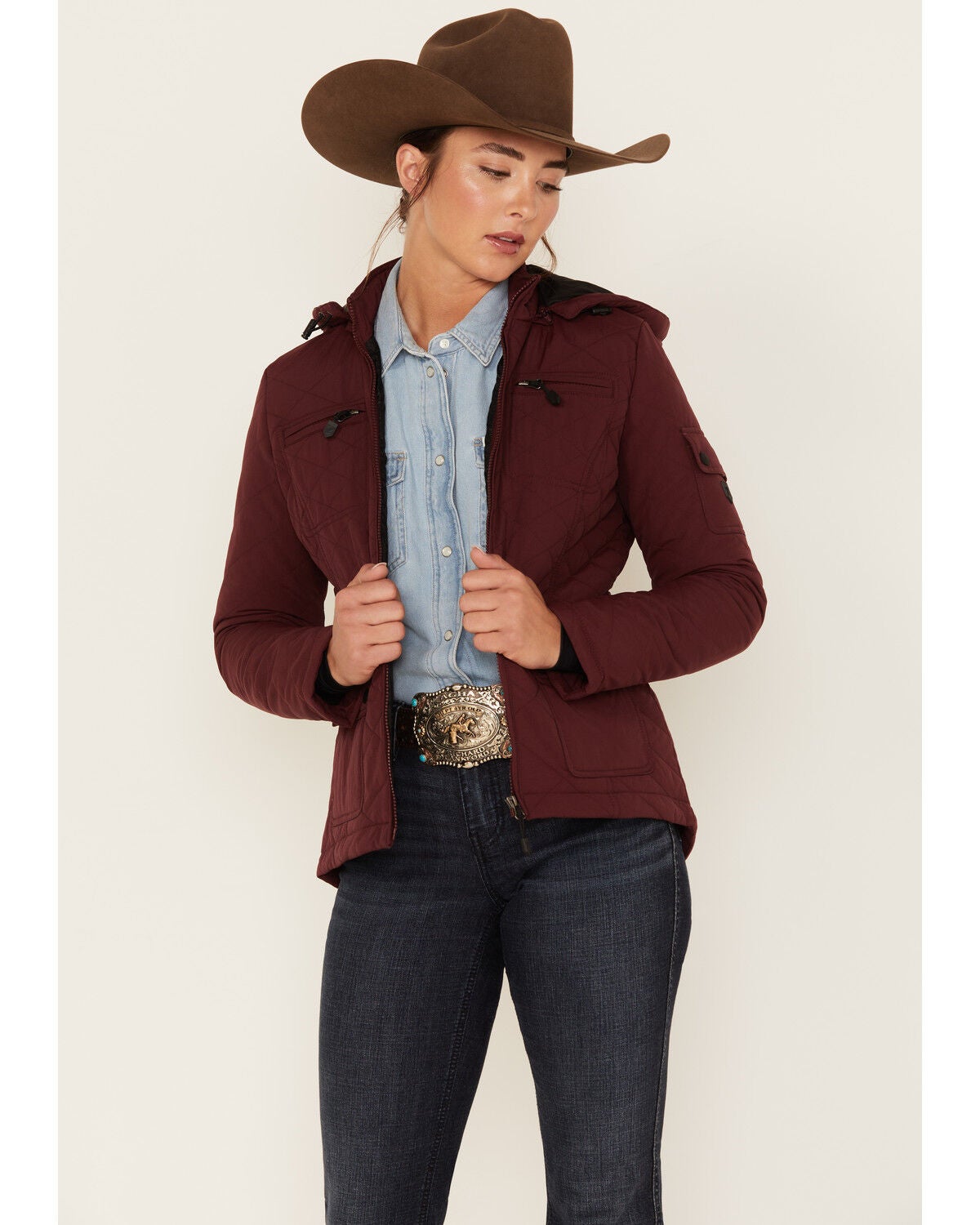 Image #1 - RANK 45&reg; Women's Ultimate Legacy Quilted Jacket, Dark Red, hi-res