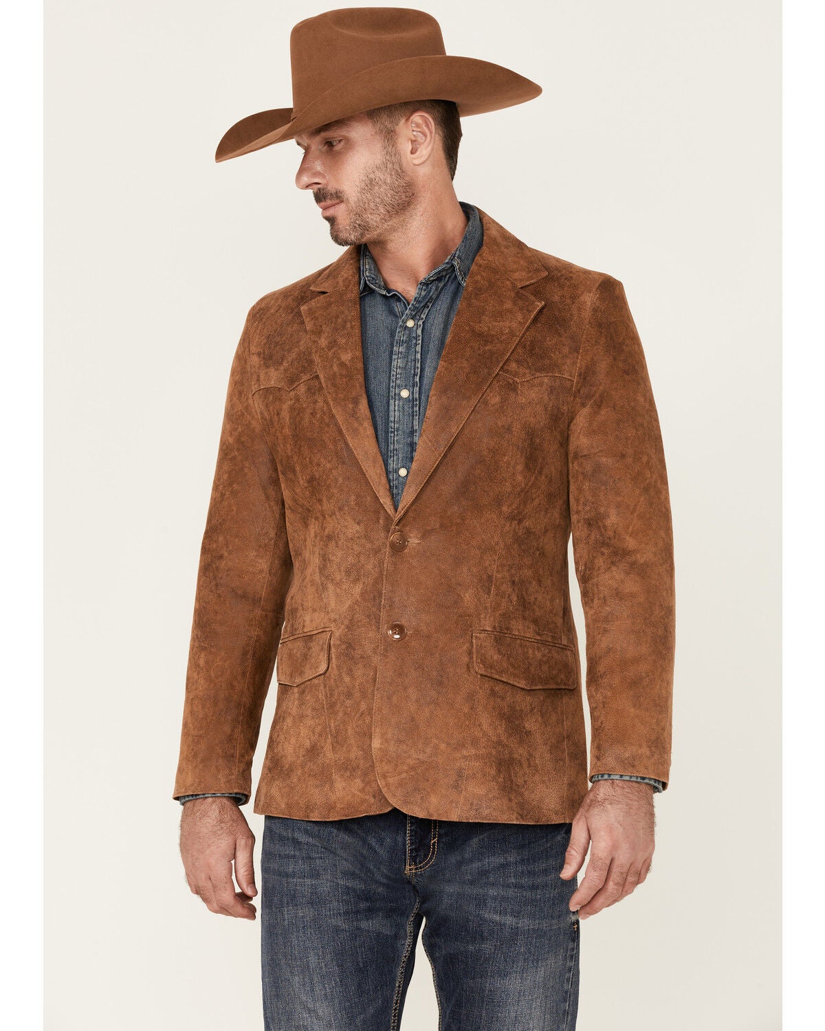 Cody James Men's Leather Blazer, Brown, hi-res