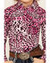 Image #3 - Cowgirl Hardware Girls' Leopard Print Long Sleeve Snap Western Shirt, Pink, hi-res