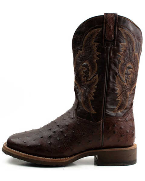 Image #3 - Dan Post Men's Alamosa Hand Ostrich Quill Western Boots - Broad Square Toe, Brown, hi-res