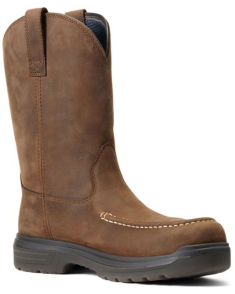 Ariat Men's Turbo Waterproof Western Work Boots - Composite Toe, Brown, hi-res