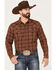 Image #1 - Blue Ranchwear Men's Plaid Print Snap Western Flannel Work Shirt , Red, hi-res
