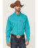 Image #1 - RANK 45® Men's Roughie Tech Long Sleeve Pearl Snap Western Shirt, Turquoise, hi-res