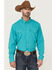 Image #1 - RANK 45® Men's Roughie Tech Long Sleeve Pearl Snap Western Shirt , Turquoise, hi-res