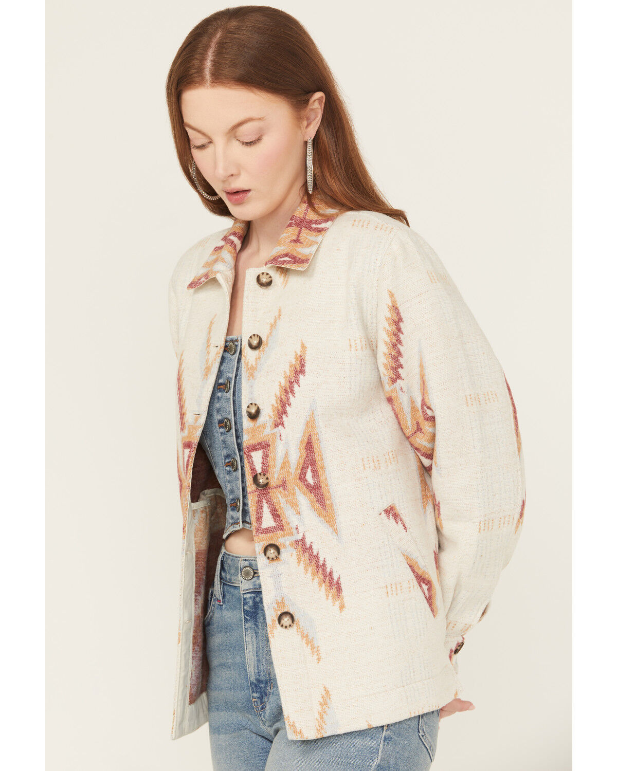 Image #2 - Idyllwind Women's Merritt Southwestern Button-Down Shacket, Cream, hi-res