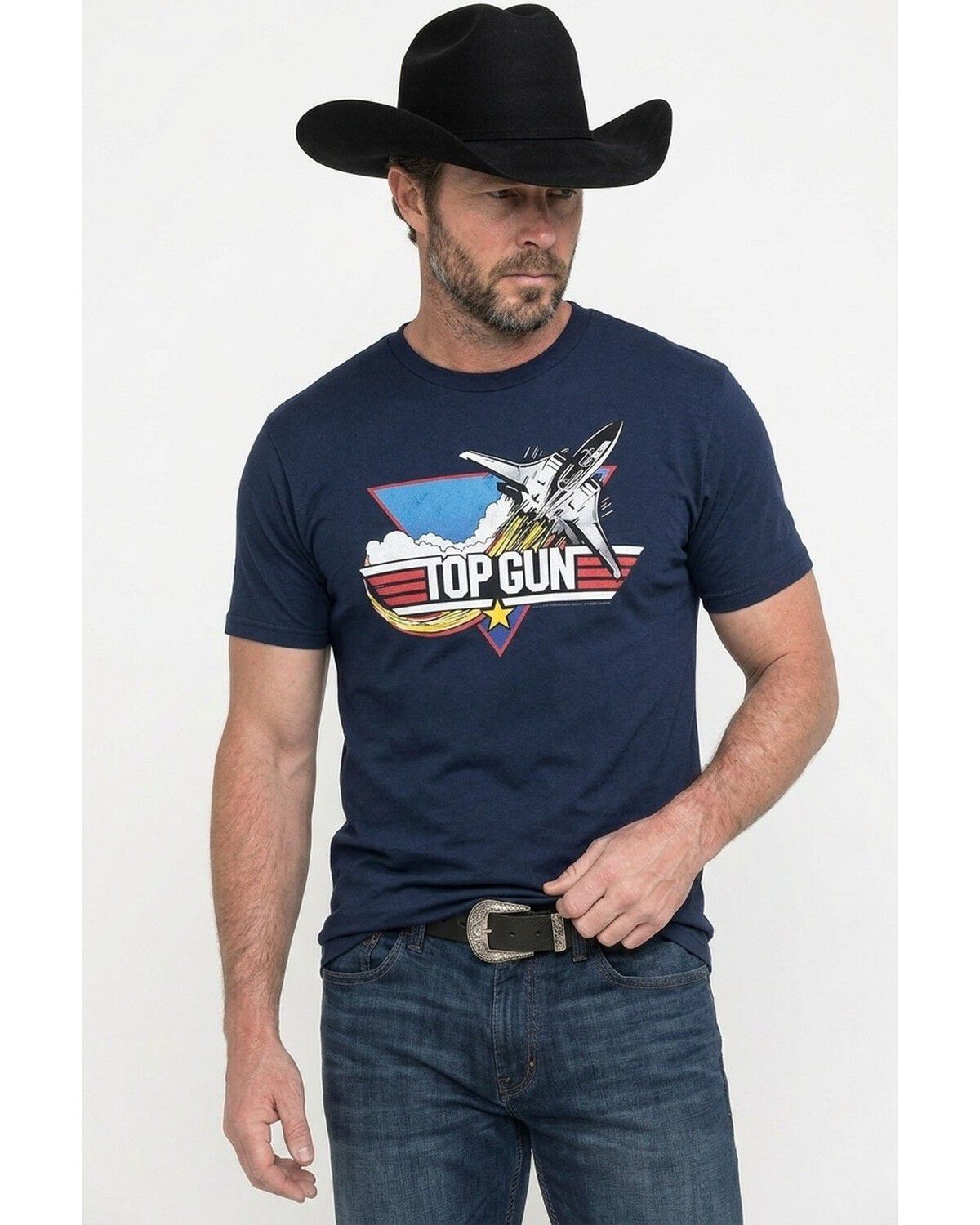 Image #1 - Americana Men's Top Gun Jet Logo Short Sleeve Graphic T-Shirt, Navy, hi-res