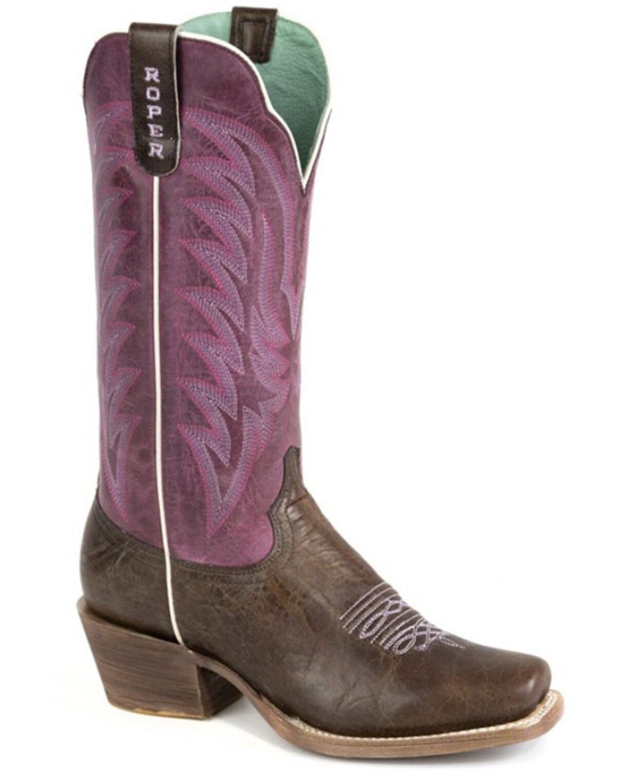 Image #1 - Roper Women's Cowgirl Western Boots - Square Toe, Dark Brown, hi-res
