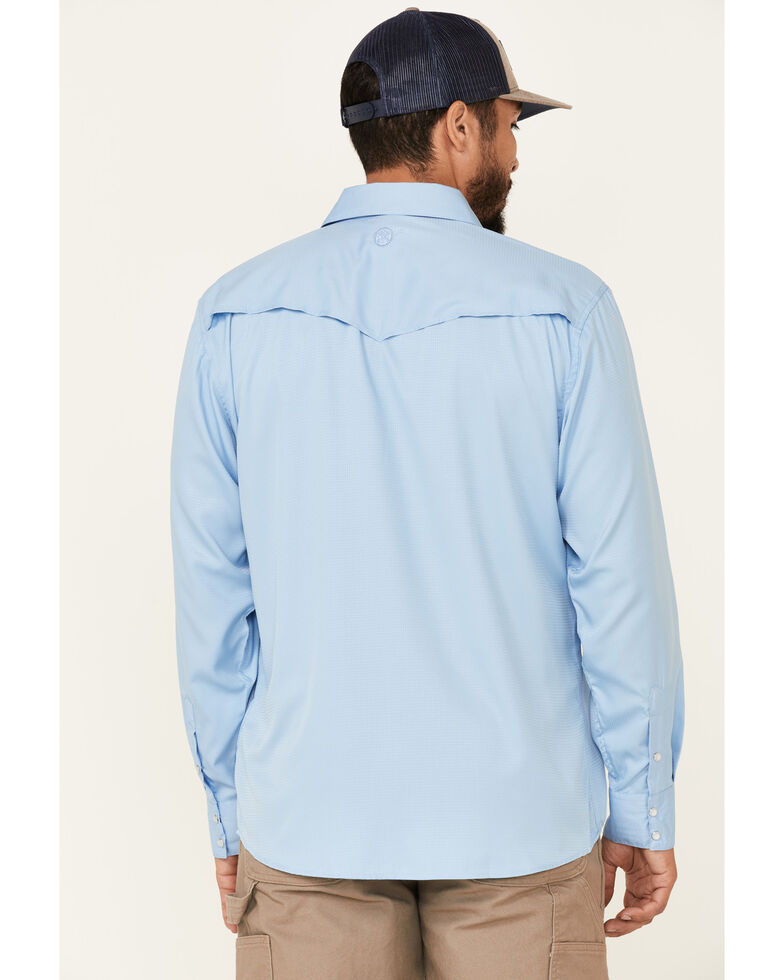 HOOey Men's Solid Blue Habitat Sol Long Sleeve Snap Western Shirt , Blue, hi-res
