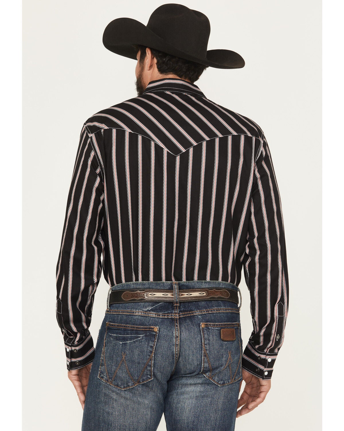 Image #4 - Cinch Men's Modern Fit Striped Long Sleeve Snap Western Shirt, Black, hi-res