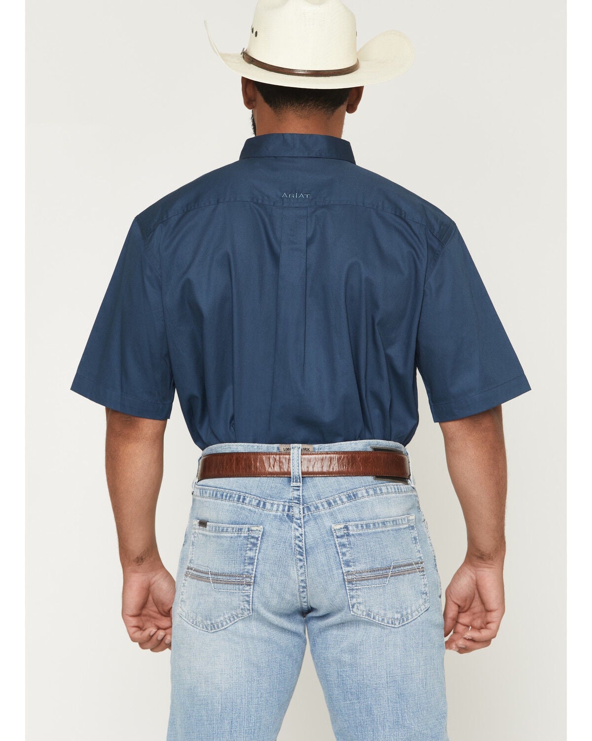Image #4 - Ariat Men's Lightweight Twill Solid Short Sleeve Button-Down Western Shirt, Slate, hi-res