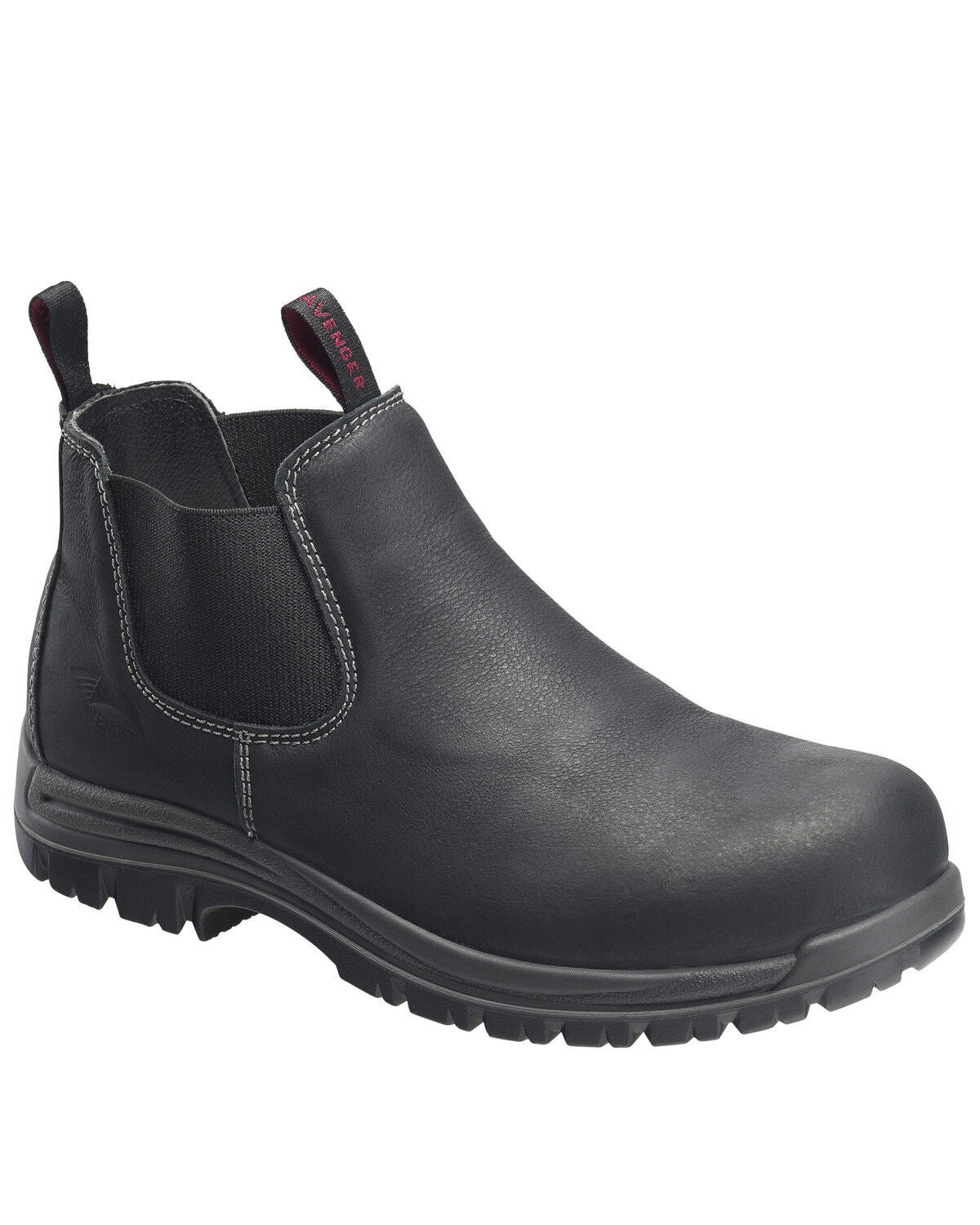 Image #1 - Avenger Men's Foreman Pull On Work Boots - Composite Toe, Black, hi-res