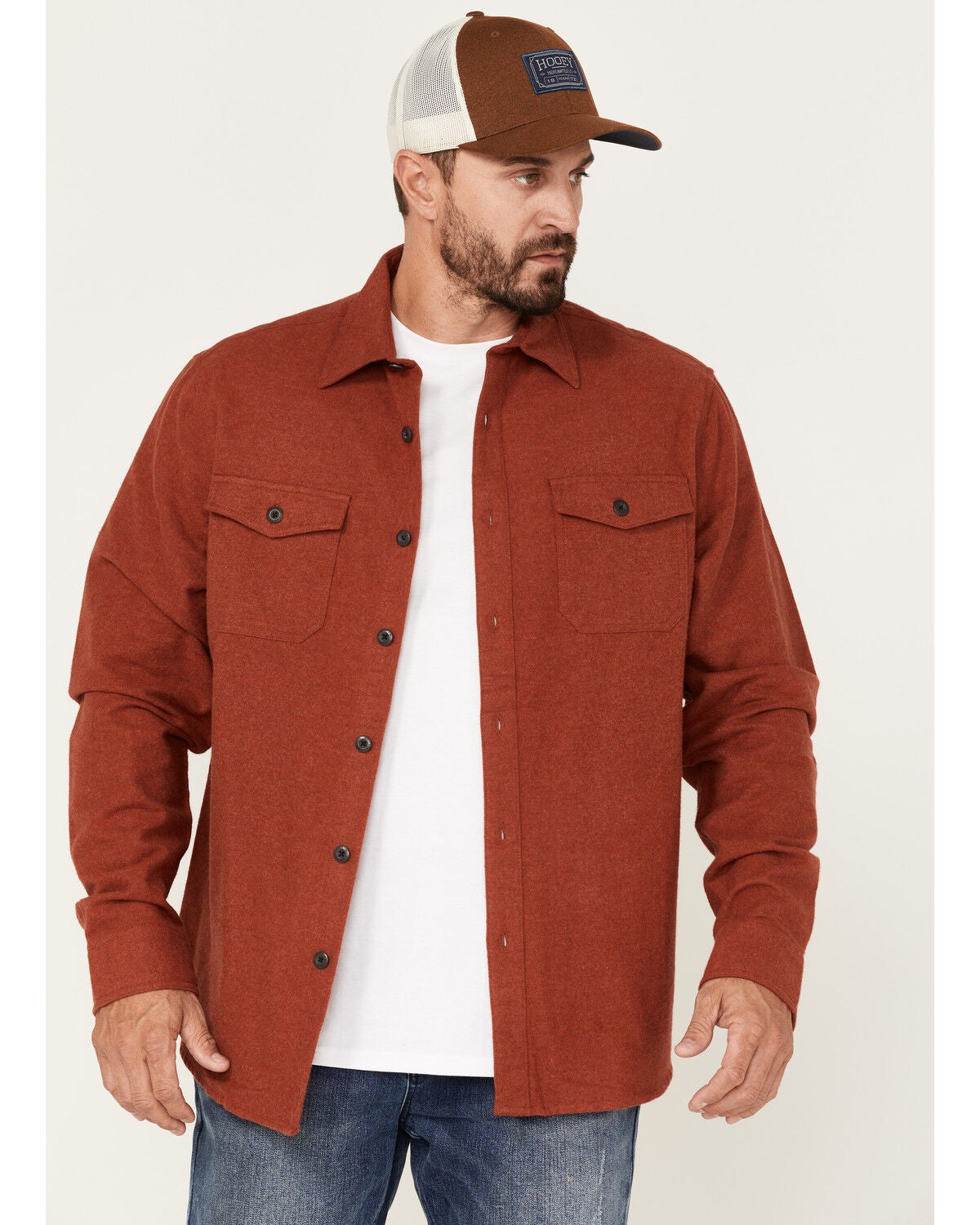 Dakota Grizzly Men's Chamois Button Down Long Sleeve Shirt, Rust Copper, hi-res